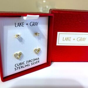 Heart Cubic Zirconia Sterling Silver Earrings